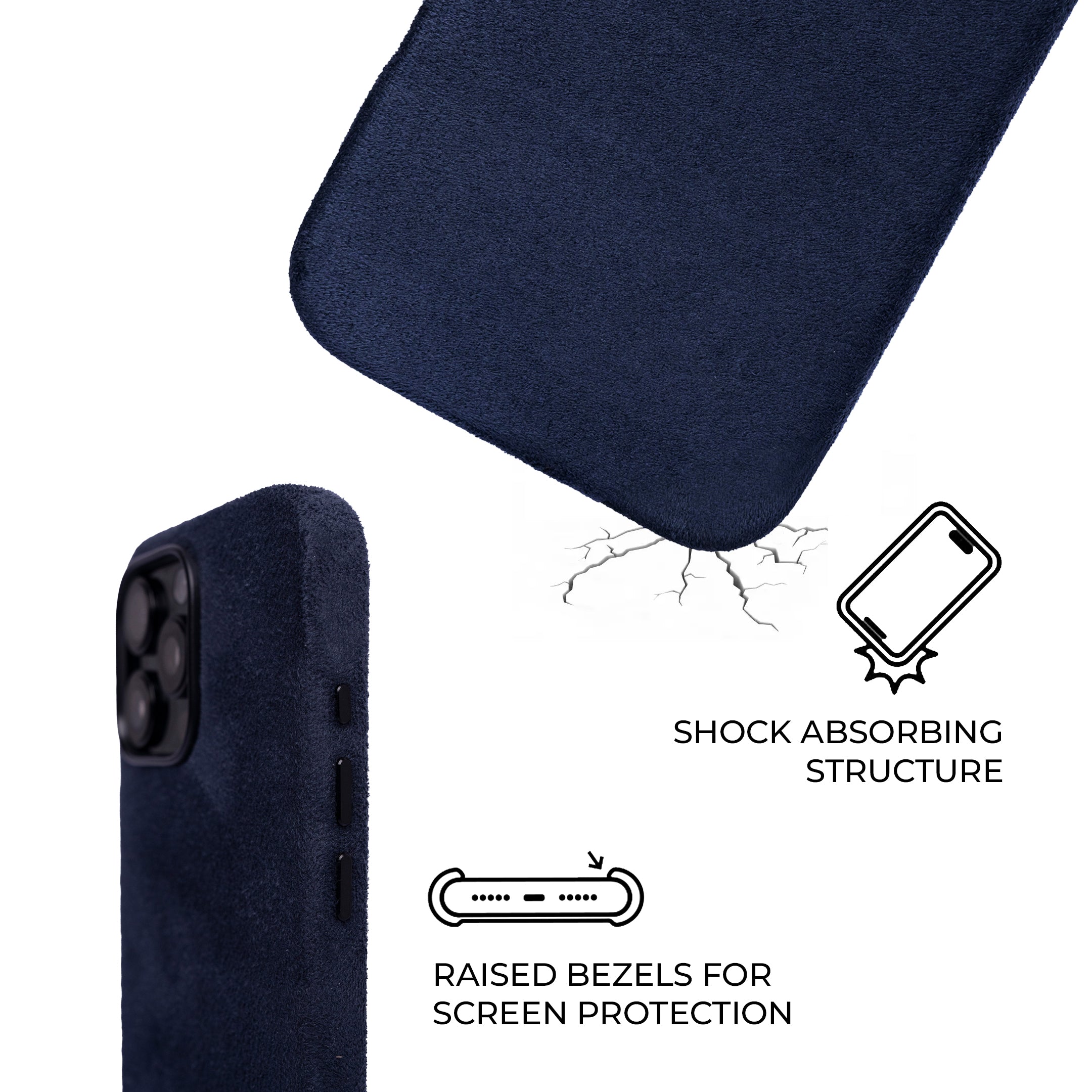 iPhone 16 Pro - Suede Case - Navy Blue