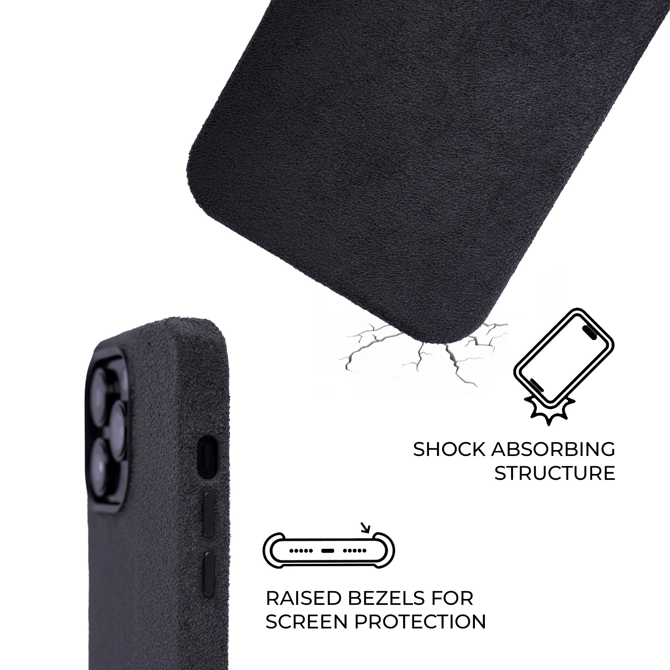 iPhone 14 Pro - Suede Case - Dark Gray