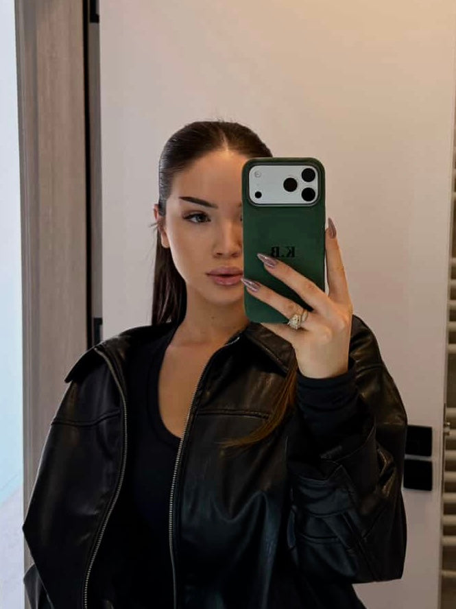 Custom engraved suede iPhone case