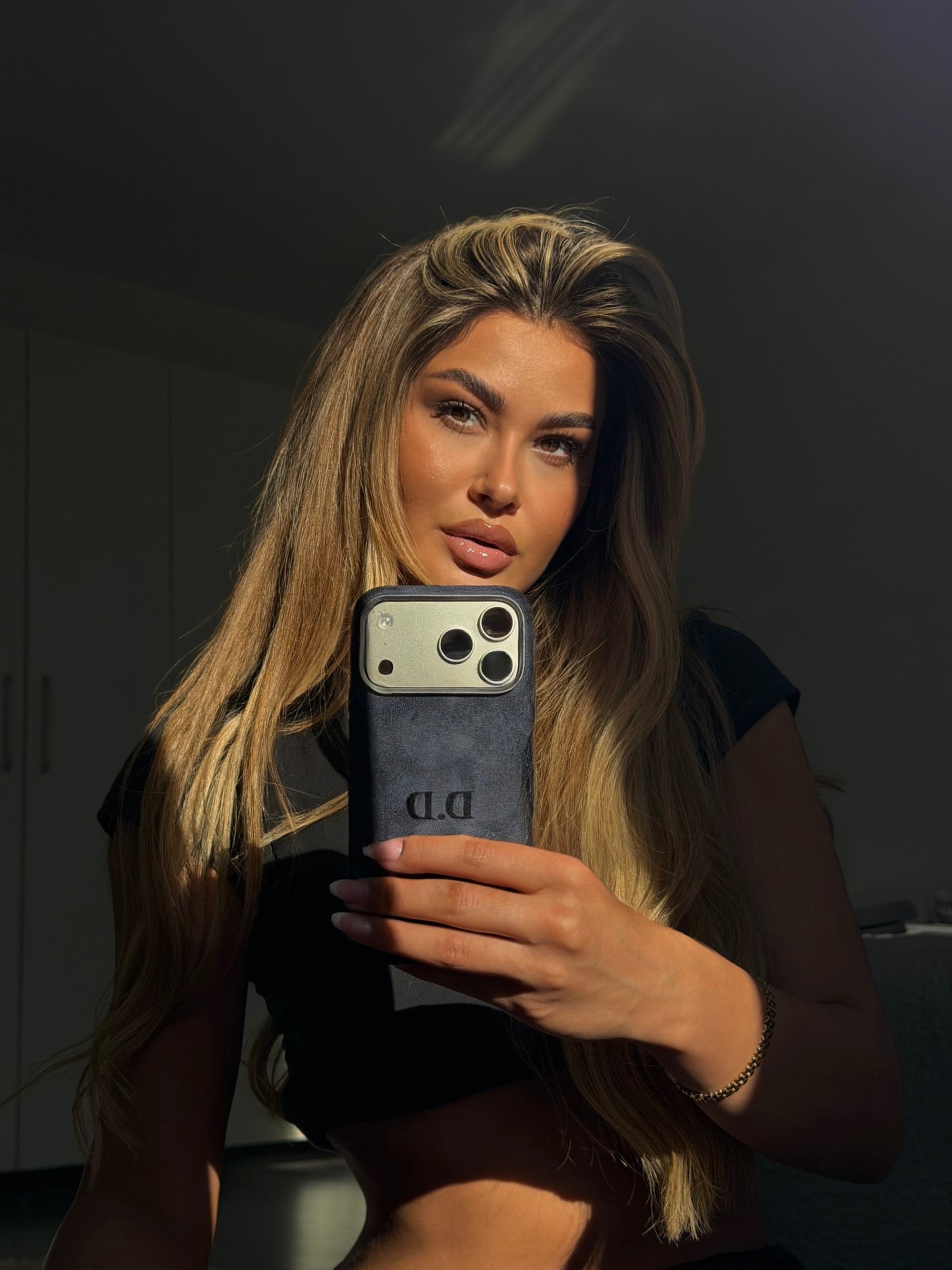 Personalized engraved suede iPhone case